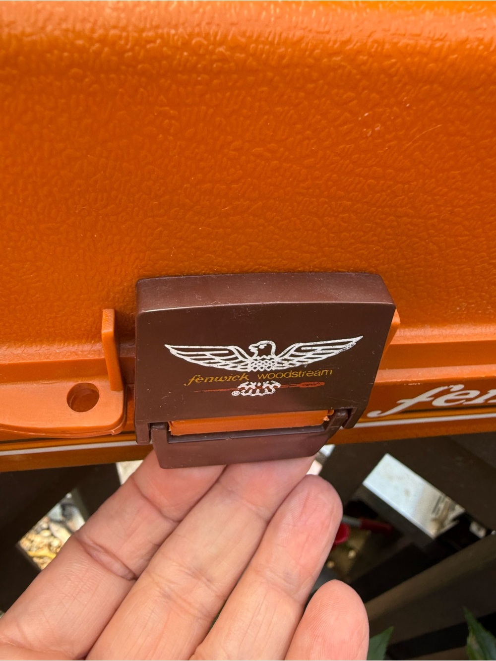 Vintage Fenwick Woodstream 1050 Tackle Box Orange, 2 Trays, 15 Comp - Picture 6 of 11